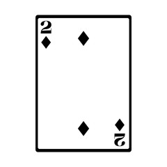 two of diamonds card icon, flat design