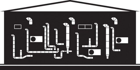 Industrial air conditioned warehouse - vector illustration
