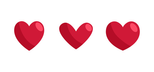 Set of heart icons. Love symbol vectors. Hearts collection.