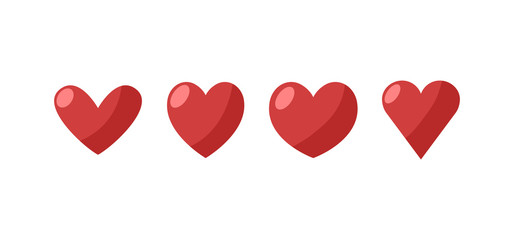 Set of heart icons. Love symbol vectors. Hearts collection.
