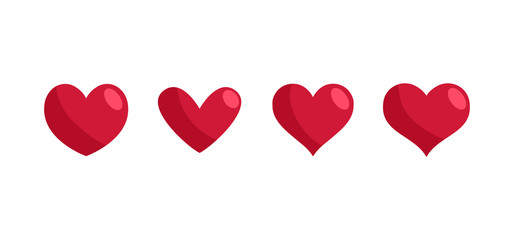 Set of heart icons. Love symbol vectors. Hearts collection.