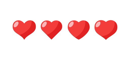 Set of heart icons. Love symbol vectors. Hearts collection.
