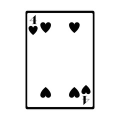 four of hearts card icon, flat design