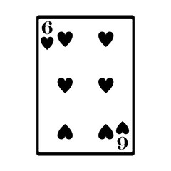 six of of hearts card icon, flat design