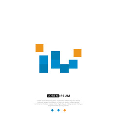 IW I W Logo Monogram with Blue and yellow Colors. modern letter logo design