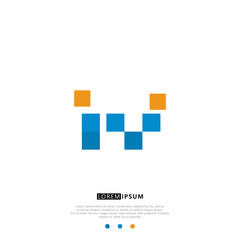 IV I V Logo Monogram with Blue and yellow Colors. modern letter logo design