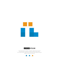 IL I L Logo Monogram with Blue and yellow Colors. modern letter logo design