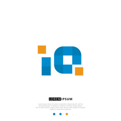IQ I Q Logo Monogram with Blue and yellow Colors. modern letter logo design