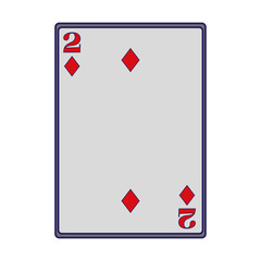 two of diamonds card icon, flat design