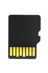 Blank micro SD memory card on white background