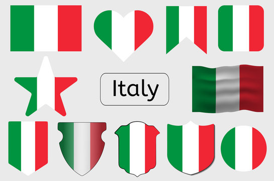 Italian flag icon, Italy country flag vector illustration