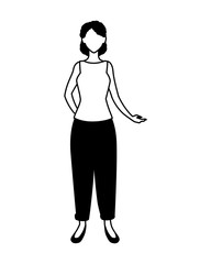 woman faceless standing on white background