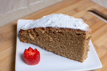 Coffee cake with ice cream