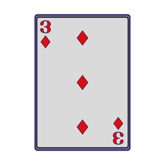 three of diamonds card icon, flat design