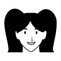 head of woman smiling on white background