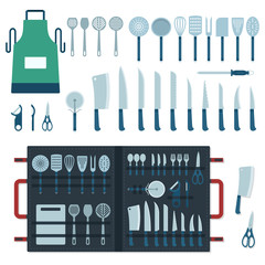 Kitchen tools in a row