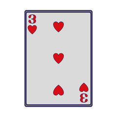 three of hearts card icon, flat design