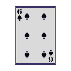 six of spades card icon, flat design