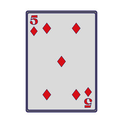 five of diamonds card icon, flat design