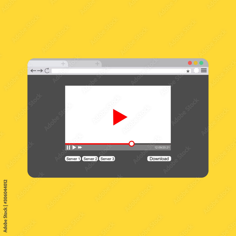 Poster modern video player design template for web and mobile apps flat style. vector illustration