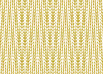 背景：青海波 和柄 模様 紋様 文様 日本 伝統 和風 波形 金 ゴールド