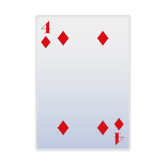 four of diamonds card icon, flat design