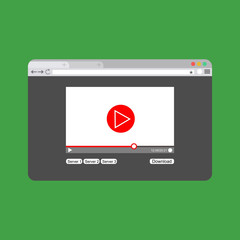 video player with web streaming. website for sharing videos.easy to use and highly customizable. Modern vector illustration concept, isolated on colored background.