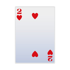 two of of hearts card icon, flat design