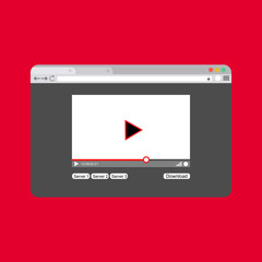 video player with web streaming. website for sharing videos.easy to use and highly customizable. Modern vector illustration concept, isolated on colored background.
