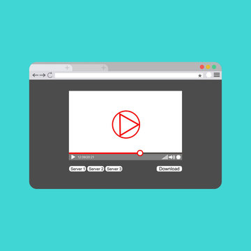 video player with web streaming. website for sharing videos.easy to use and highly customizable. Modern vector illustration concept, isolated on colored background.