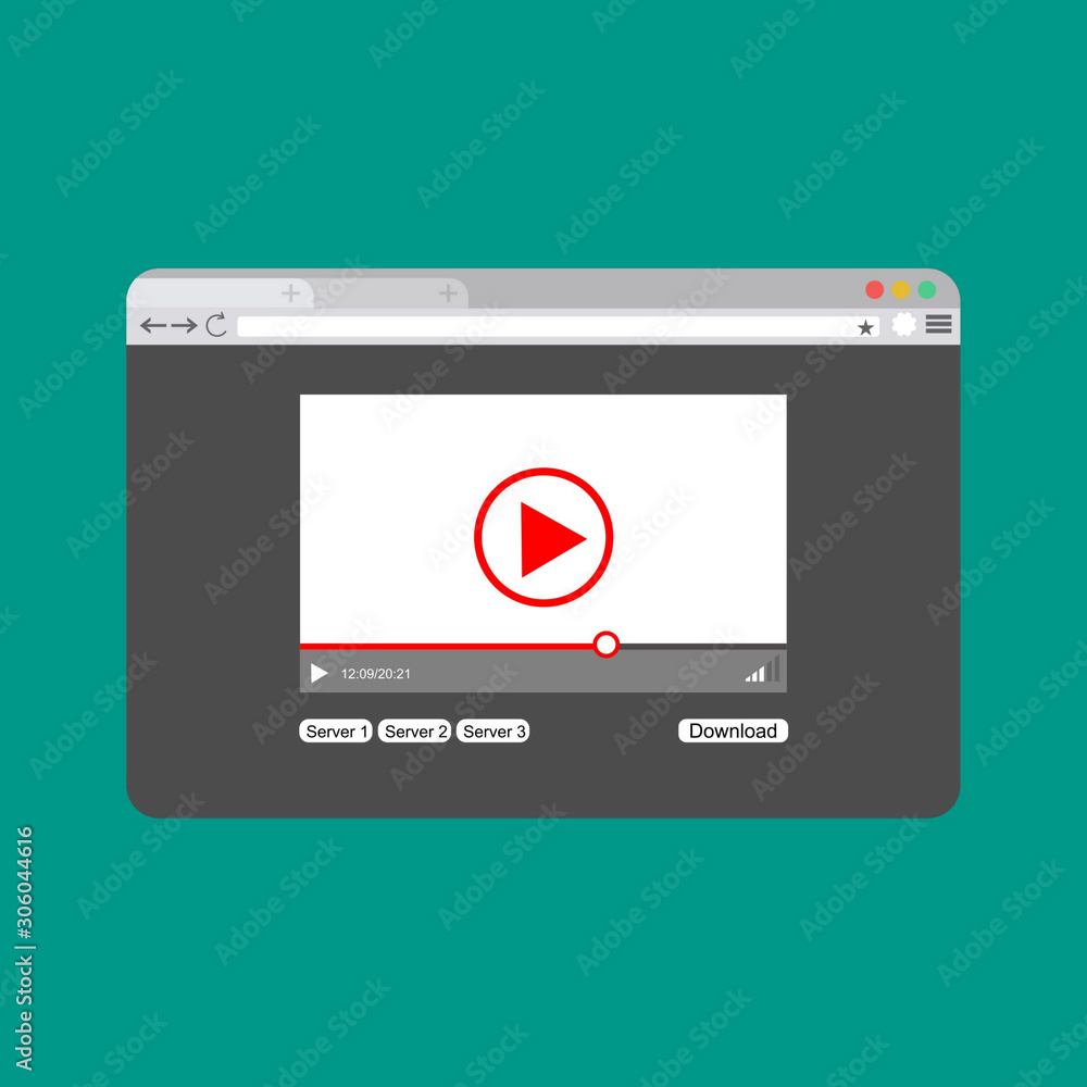 Aufkleber modern video player design template for web and mobile apps flat style. vector illustration
