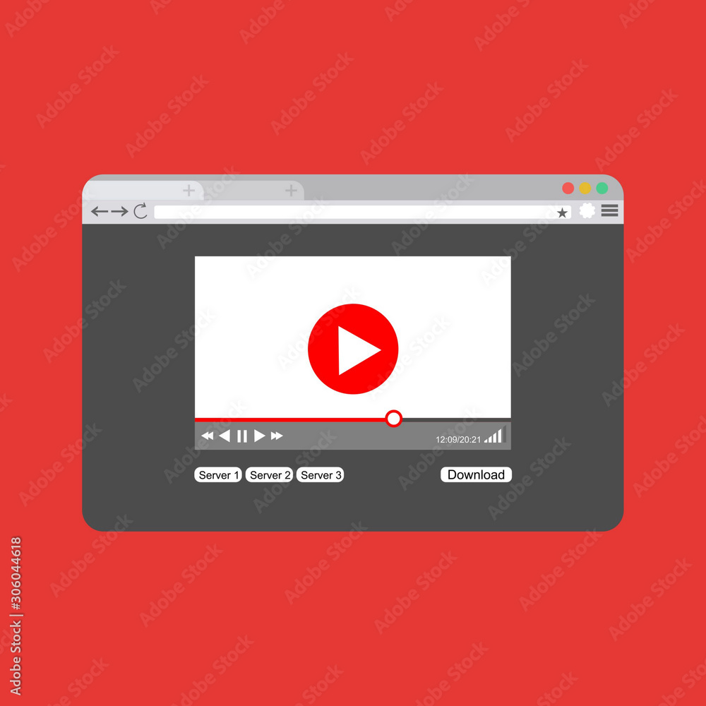 Aufkleber modern video player design template for web and mobile apps flat style. vector illustration