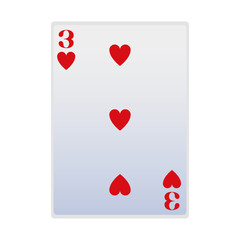 three of hearts card icon, flat design