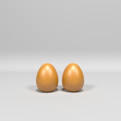 dos huevos en fondo blanco