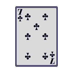 seven of club card icon, flat design