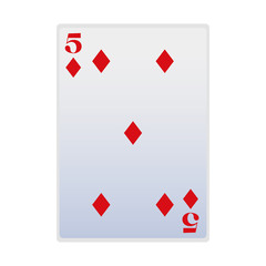 five of diamonds card icon, flat design