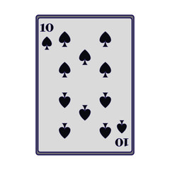 ten of spades card icon, flat design