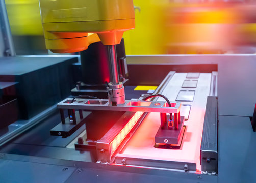 robotic screen protector film or glass cover in manufacture phone factory