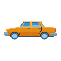 classic yellow car icon, flat design