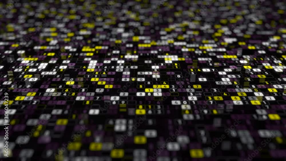 Aufkleber abstract animation with plenty of digits changing their values on the black background. animation. d