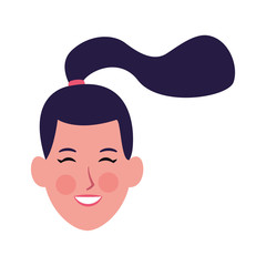 woman with hair tail icon, colorful design