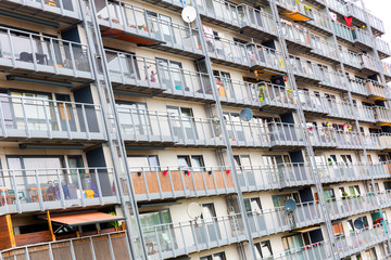 Apartment building with many balconies, Europe