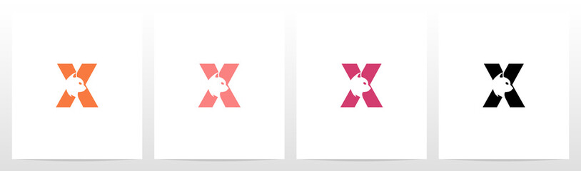 Cat Head Inside Letter Logo Design X