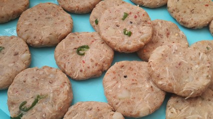 Spicy and tasty uncooked kebab a traditional Asian spicy cuisine