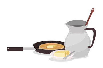 delicious breakfast pancake and butter vector design