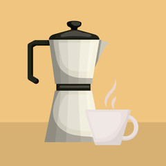 Coffee kettle and cup vector design