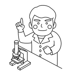 白衣男性顕微鏡