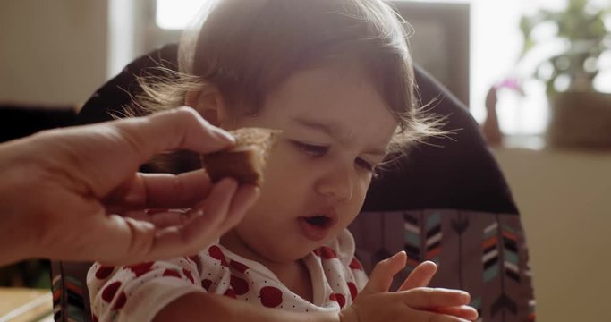 Little girl refusing to eat. Shot in 4K RAW on a cinema camera.