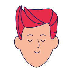 young man face icon, flat design
