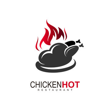 Chicken logo with barbecue design vintage